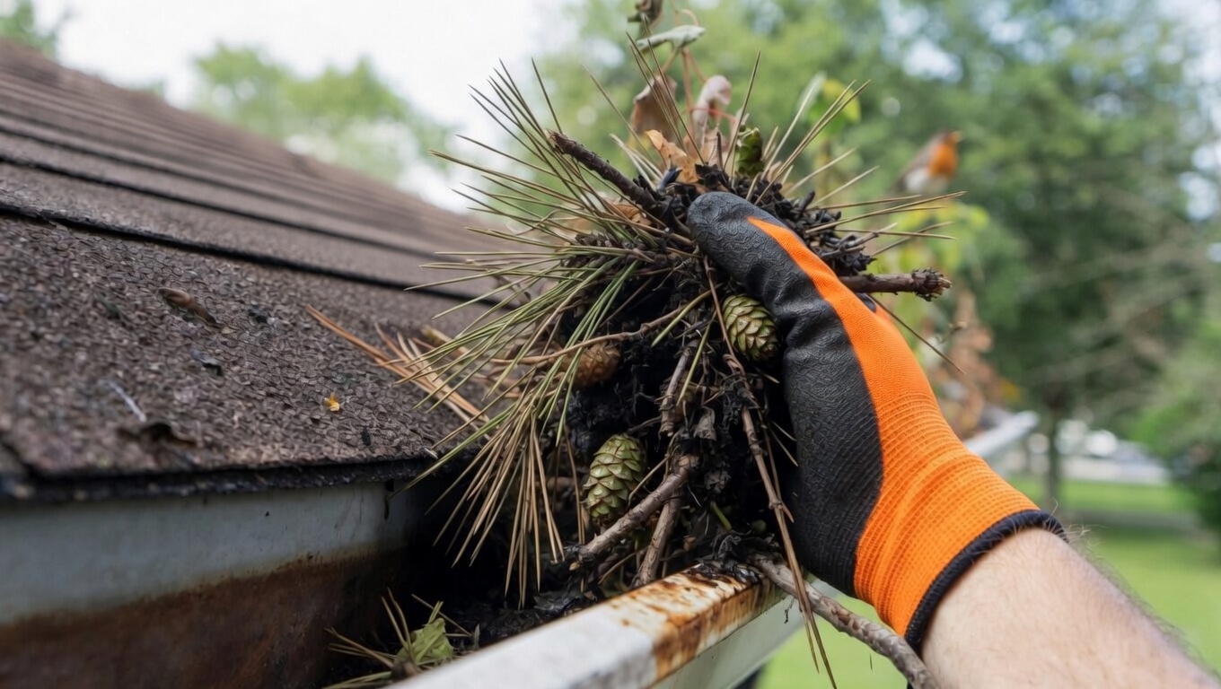 Eavestrough and downspout cleaning by The HandyForce in Toronto