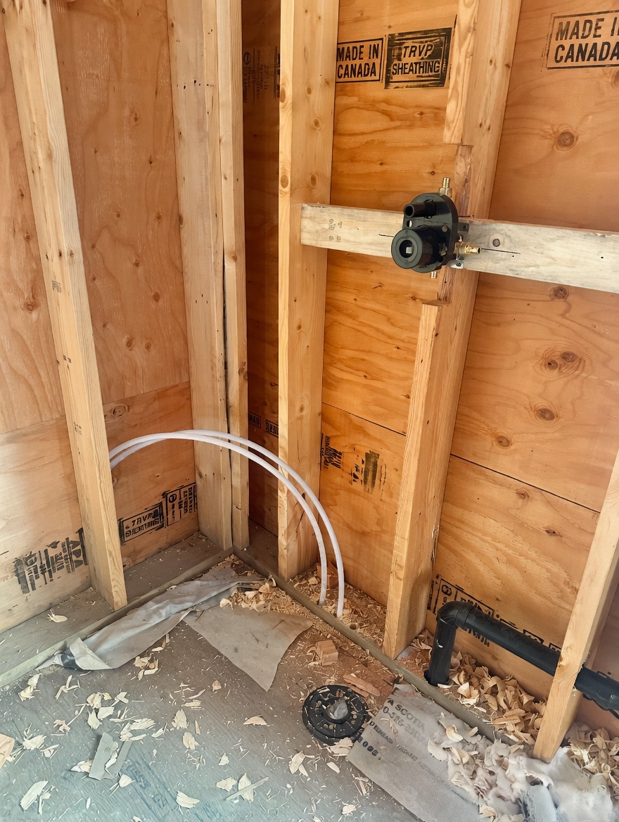 New bathroom, basement suite, kitchen renovation, or powder room addition - any time walls are open, it's the right time to get plumbing exactly where you want it. Our plumber works directly with our project manager and other trades to sequence the rough-in correctly. Supply lines, drain lines, vent stacks - all planned and installed before framing and drywall close everything in.